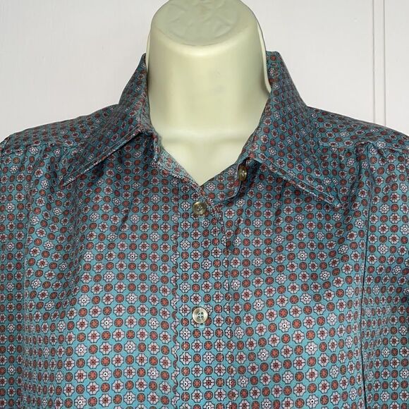 Vtg 70s/80s You-nique green paisley print button down shirt - Picture 2 of 8